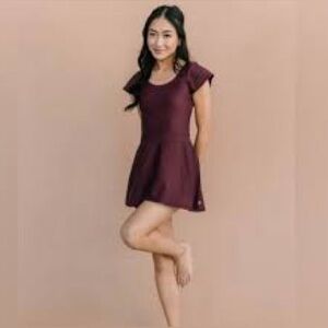 Elegant Burgundy Women Swim One Piece